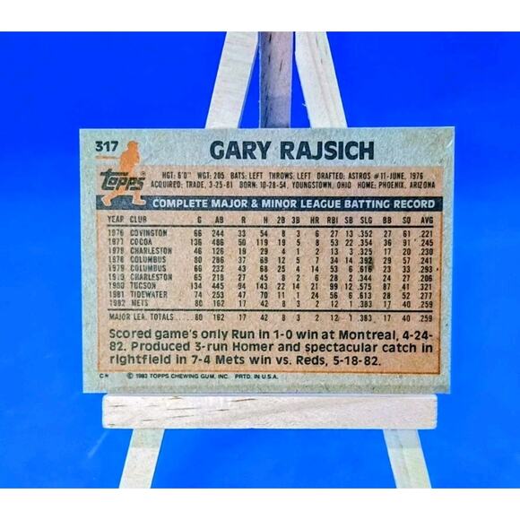 1983 Topps #317 Gary Rajsich in EXMT Condition Mets - Picture 2 of 2